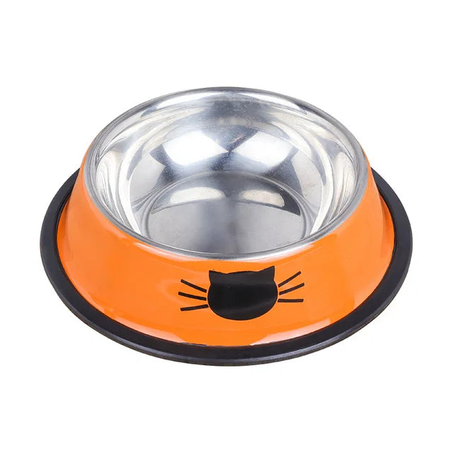 Cat Food Bowl Stainless Steel Kitten Cat Feeder Water Bowl With Non-Slip