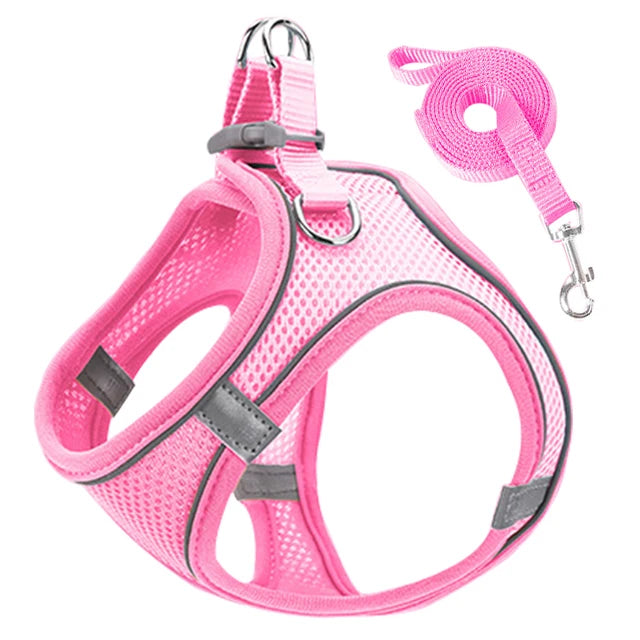 Cat Harness Reflective Pet Harnesses And Leashes Set Adjustable Pet