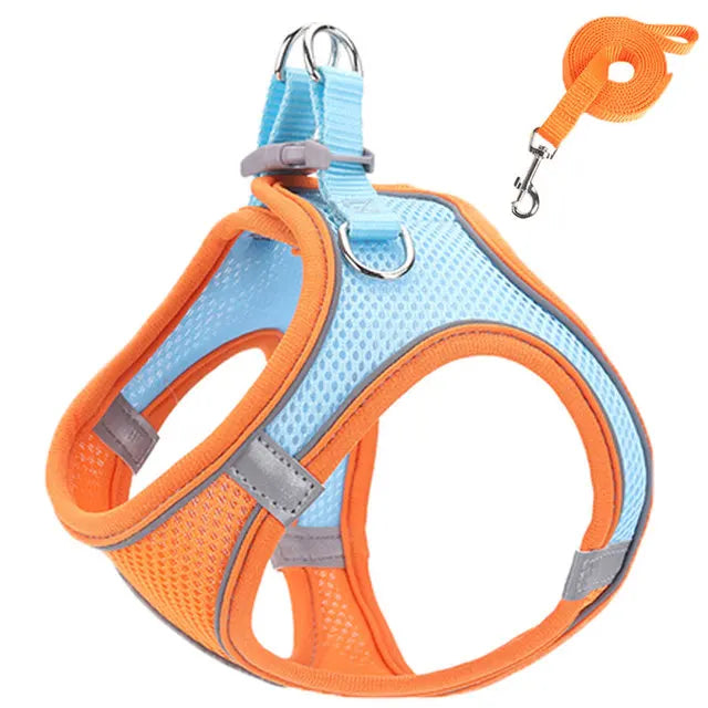 Cat Harness Reflective Pet Harnesses And Leashes Set Adjustable Pet