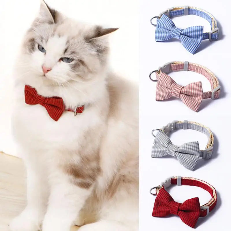 Pet Collar Adjustable Durable Cat Collars Cute Bow Kitten Necklace Soft